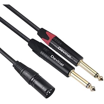 Devinal Dual 1/4 to XLR Y Splitter Cable, Double 6.35mm TS Male to XLR 3pin Male Stereo Cord, Dual Quarter inch Mono to XLR Male Plug Microphone Audio Converter Adapter 6 Feet 1.8m