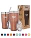 Healthy Human Stainless Steel Tumbler with Straw & Lid | Splash Proof Insulated Travel Cup | Eco-Friendly Coffee Tumblers | Water Cups with Straws Cleaner and Splash Proof Lids (32oz, Sunset Gold)