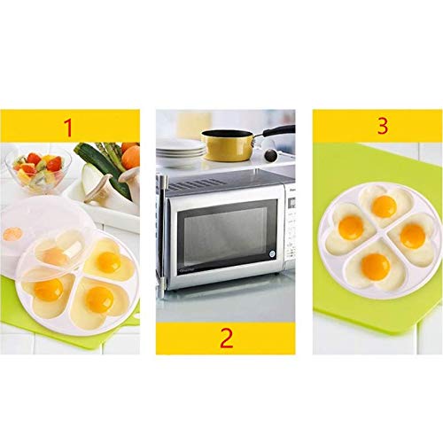 4 Grids with Cover Heart Shaped Egg Steamer,Kitchen Microwave Egg Poacher,BPA Free, Dishwasher Safety - Thumbnail 3