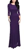 REPHYLLIS Women's Retro Floral Lace Vintage Bridesmaid Wedding Long Dress (Medium, Purple)