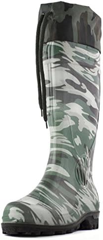 Men's Insulated Hunting Camo Waterproof Rubber Boots (10, Camo Military)