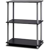 Furinno Turn-N-Tube Display Rack, 3-Tier Single, Black/Grey