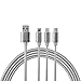 Hgrope 3 in 1 PowerLine USB 2.0 4FT Charging Cable with Micro USB, USB Type C, Lighting Cable Compatible for iPhone 5/5s/5c 6/6s Plus, Android Phones (Silver)