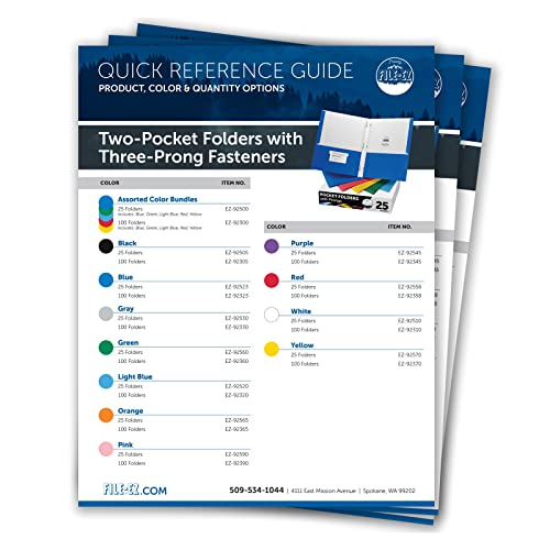 FILEEZ TwoPocket Folders with 3Prong Fasteners, Pink Color, 25Pack, Durable Textured Paper