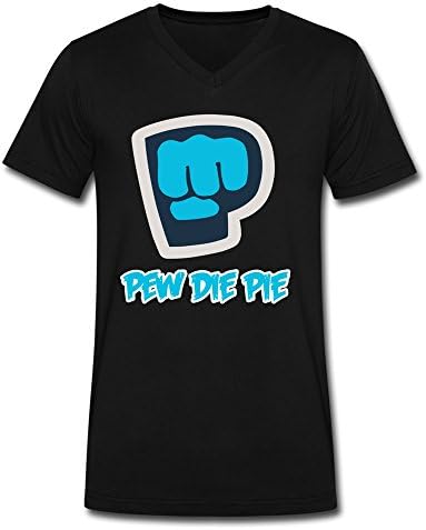 ZhaoHui Cheap No Minimum Men Pewdiepie Logo V-neck T-shirt XXL Black