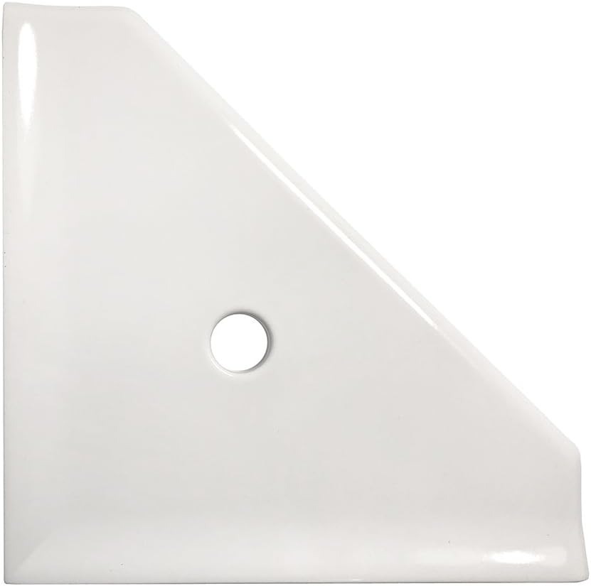Questech 8" Corner Shower Shelf, Retrofit Shower Organizer for Tile Walls, Corner Caddy Soap Dish Bathroom Storage, Geo Flatback, White Polished
