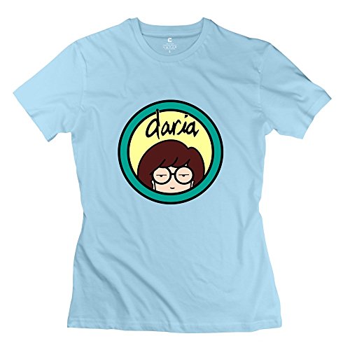 Daria Logo.svg Retro 100% Cotton SkyBlue Shirts For Girls Size M