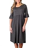 Dearlovers Women Ruffle Sleeve Casual Flared Midi Dress