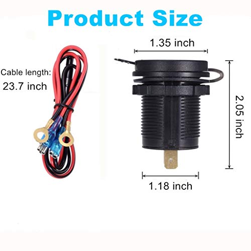 Chenes Dual USB Charger Socket Power Outlet Waterproof 2.4A & 2.4A (4.8A) with Voltmeter LED Digital Display & Wire in-line 10A Fuse for 12V/24V Car RV Boat Motorcycle Mobile