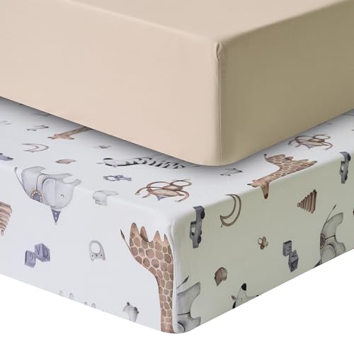 2 Pack Crib Sheets for Boys & Girls – Snug Full Elastic Fit for Standard Crib M…