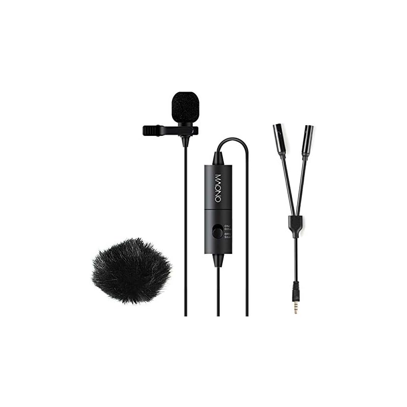 Movo WMIC80 UHF Wireless Lavalier Microphone System with 2 Bodypack Transmitters, Portable