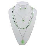BOCAR New Fashion 3 Layer Jewelry Set Long Chain Pendant Bead Necklace Earring for Women