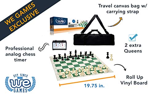 WE Games Tournament Chess Set with Weighted Pieces, Analog Timer, Vinyl Board & Storage Bag - //coolthings.us