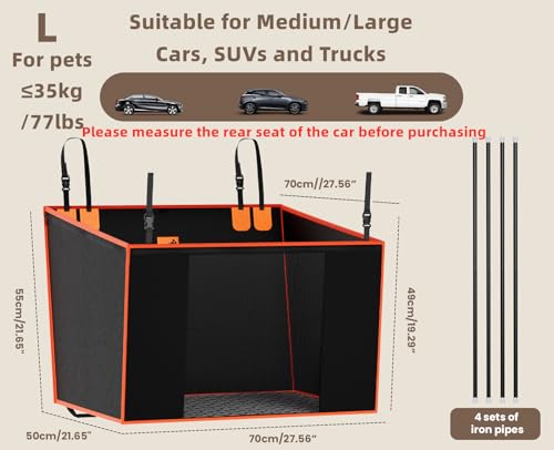 Pecute Car Seat for Large Dog, Pet Car Seat Protector with Safety Belt Extra Space, Waterproof Car Seat Cover Suitable for Back Seats