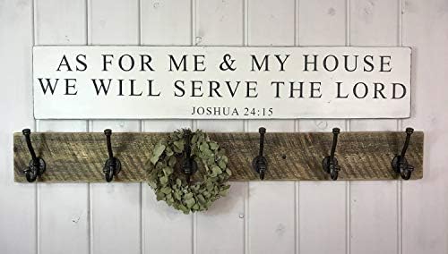 NicoleHu14 As For Me And My House Sign Rustic Wood Sign Scripture Wall Art Rustic Wall Decor Joshua 24:15 5X27