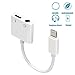 Lightning Adapter, Lightning Splitter Adapter & 3.5mm Headphone Jack, 2 in 1 Lightning Headphone Audio & Charge Adapter for iPhone 7 / 7 Plus, Support Non-Apple Original Headset(white)