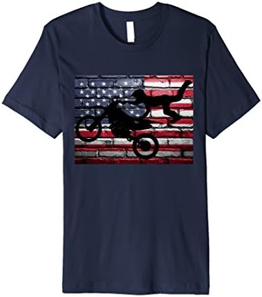 Mens American Flag Motorcycle Motocross Dirtbike Vintage T-Shirt 2XL Navy