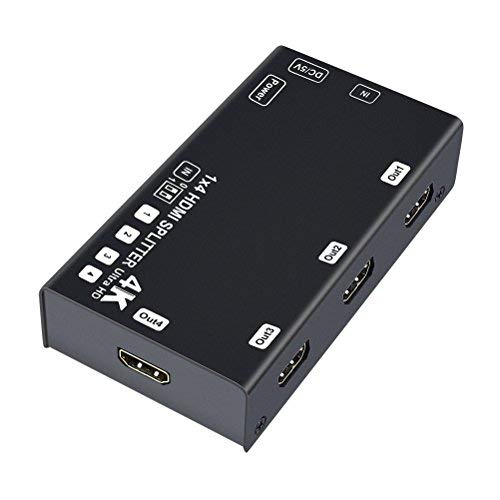 DTECH 1x4 HDMI Splitter 4K 60HZ YUV 420 1080p with HDCP EDID 3D LED Indicator 1 in 4 Out for TV Monitor Sharing Screen Signal
