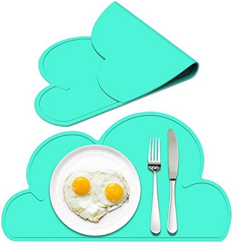 Silicone Kids Placemat - Reusable Travel Waterproof Placemat for Kids Portable Roll Up Non Slip Silicone Placemat (green)