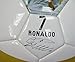 Official Licensed FC Real Madrid CHRISTIANO RONALDO & Squad Size 5 White & Gold Stripe Soccer Ball - w/ Ronaldo Image & santiago bernabéu stadium image in the background