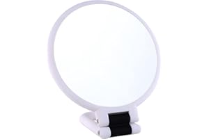 LOTIKO 1x 10x Magnifying Handheld Mirror,Travel Folding Hand Held Mirror,Double Sided Pedestal Magnification and True Image Makeup Mirror, Portable Vanity Cosmetic Mirror for Women （White）