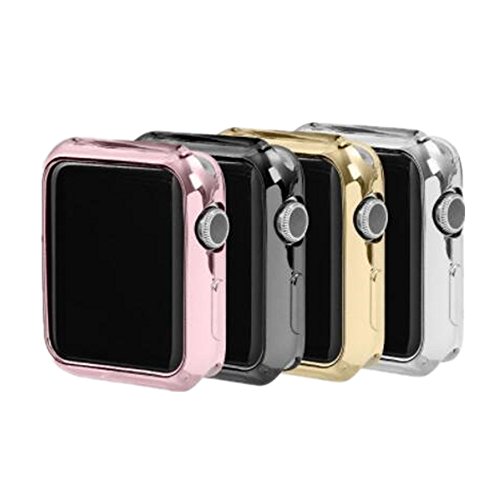 Apple Watch Case,FOLOME Plated TPU Scratch-resistant Flexible Electroplate Case Slim Lightweight Protective Bumper Cover Case for Apple Watch Series 3 / Series 2 (Rose Gold, 38mm Size Case)
