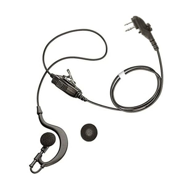 G Shape Headset Earpiece Compatible with Midland Radio G15Pro G18 HYT Hytera HYT210 PD405 PD505 TC-620 Walkie Talkie with In-Line PTT Mic 2-pin with Screw