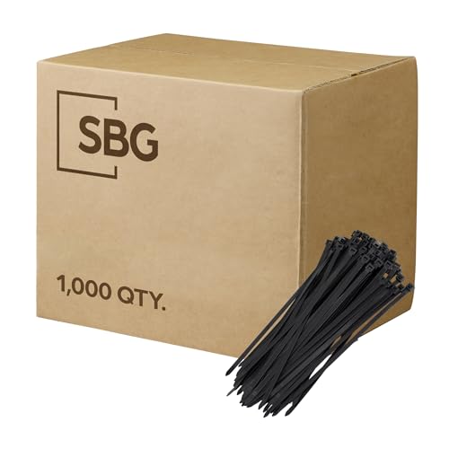 SBG 12" Heavy Duty Cable Ties, 1000 Pack, Heavy Duty 120LB Tensile Strength, Bl…
