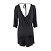 SUNNOW Women's Sexy Long Sleeves V Neck Backless Short Romper Jumpsuit (Asian S=US(2), Black)