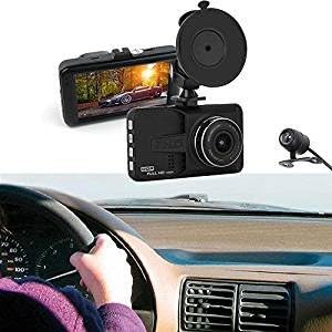 3.0 Inch IPS LCD FHD 30fps Dash Cam Car Video DVR Recorder Wide Angle Dual Lens and Backup Camera for Vehicles Front &amp; Rearview Parking Sensor System Auto Recording