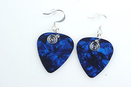 Guitar Pick Earrings with Silver Swirled Charm