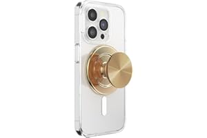 PopSockets Phone Grip for MagSafe with Kickstand, Magnetic Stand, Swappable Top, Secure Hold for iPhone MagSafe Cases, Phone & Tablet Grip - Alum Radial Gold