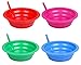 Cereal Bowl With Straw for Kids - Four Pack in Blue, Red, Green, and Pink
