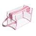 Zodaca Travel Sundry Bag, Transparent Cosmetic Bag Organizer Portable Storage Pouch for carrying Makeup Toiletry Compact Size with Handle, Clear/Light Pink