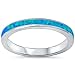 Oxford Diamond Co Created Blue Opal Band .925 Sterling Silver Ring Sizes 8
