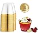100 Best Gold Plastic Cups 9 oz Clear Disposable Drinking Cups Old Fashioned Tumblers Gold Rimmed Cups Wedding Party Cups with Gold Rim Gold Plastic Champagne Glasses Mocktail Party Cups