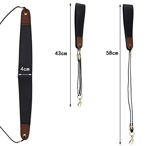 Creative-Idea Saxophone Sax Belt Padded Neck Strap with Hook Clasp ID Card Holder Pass Badge Holder Black
