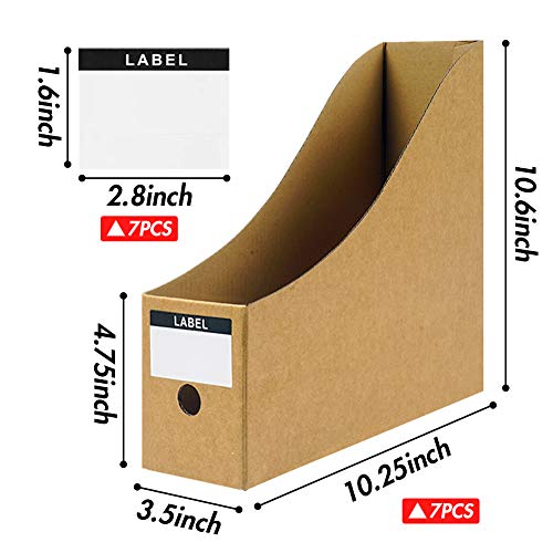 POPLAY 7 PCS Kraft Magazine File Holder, Desk Storage Organizer Magazine Storage with Blank Label Stickers for Office Home