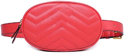 Waist Bag Women Rivets Leather Chest Belt Fanny Pack Bags Casual Handbag Red Black (black one)