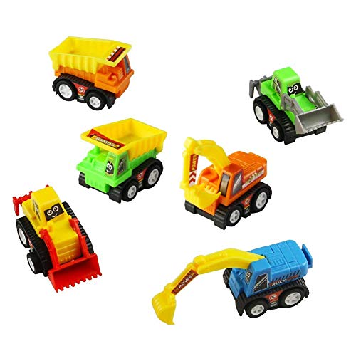 jerryvon Toy Cars Mini Pull Back Vehicle Toys for Egg Fillers Assorted Race Car Construction Trucks Excavator Toy Play Set Party Favors for Kids, 12 PCS - Thumbnail 5