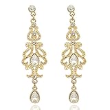 Gold Earrings Q&Q Fashion Art Deco 20s 30s Flapper Gatsby Austria Crystal Bridal Silver Dangle Earrings
