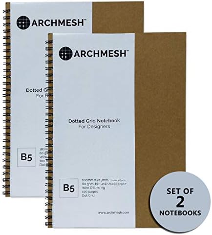 Archmesh - B5 Dot Grid Notebook, Brown Cover, B5, 7x9.6inches (Pack of 2)