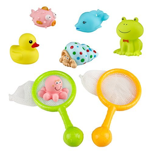 Bath Toys Floating Animals with Fishing Net Water Toy Baby BathroomBath Toys Floating Animals with 2 Sets Fishing Net Water Toy Baby Bathroom Pool Accessory for Kids Girls Boys 12 Months, 2 Sets