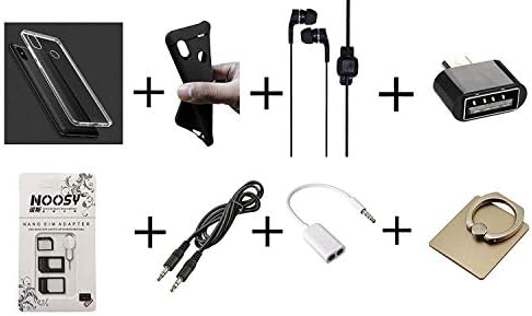 Mi A2 Cover Combo of 1 Black Case + 1 Earphone + 1 AUX Cable + 1 Finger Ring Stand + 1 OTG + 1 2in1 Earphone Adapter + 1 4 in 1 Noosy Sim Adapter