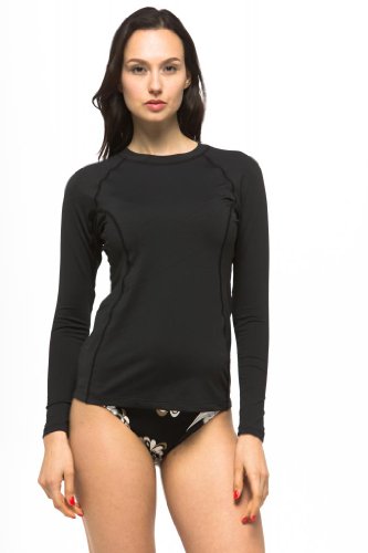 Private Island Women UPF 50+ Rash Guard Top Long Sleeve Swimsuit T- Shirt Workout (XXL, Black-RGT) - Thumbnail 6