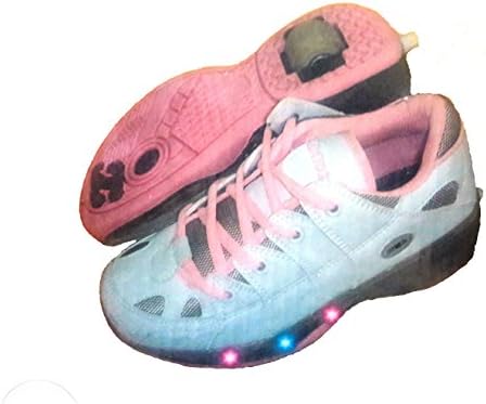 LA Kidz LED Flashing Lights Roller Skate Sneakers Shoes for Boy's Girl's Kid's (2, Pink)