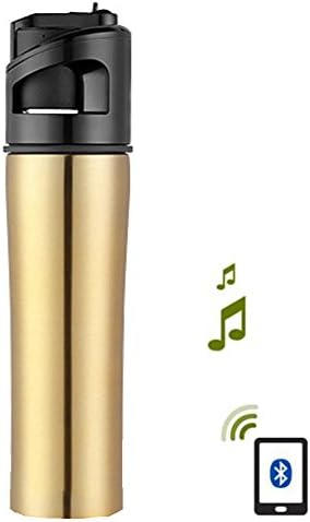 Gerintech Bluetooth Water Bottle with Filter for Hiking, Cycling Water Bottle, Bluetooth Speaker, Stainless Steel, BPA-free, 25oz (Gold)