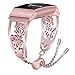 VIGOSS Metal Band Compatible with Fitbit Charge 3/3 SE Bands Rose Gold Women Luxury Stainless Steel Charge3 Strap Floral Hollow Bangle Bracelet Replacement Fitbit Charge 3/3 SE Smartwatch