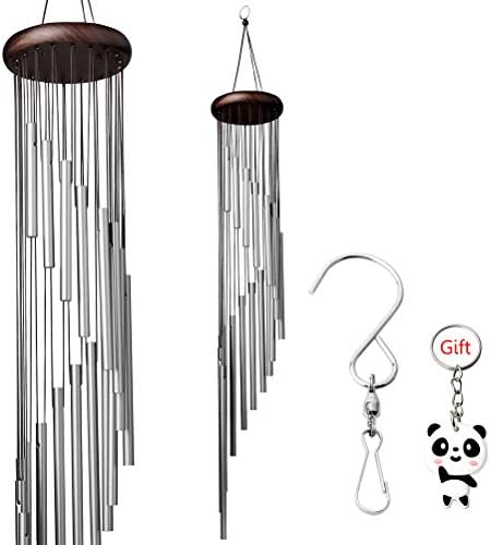 HSAN Wind Chimes, Silver Outdoor Woodstock Home Decor Windchimes Wind Chimes for Garden with Hook