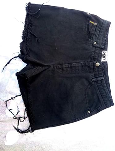 DKNY Black Distress Custom Denim Shorts Fray Size 12
